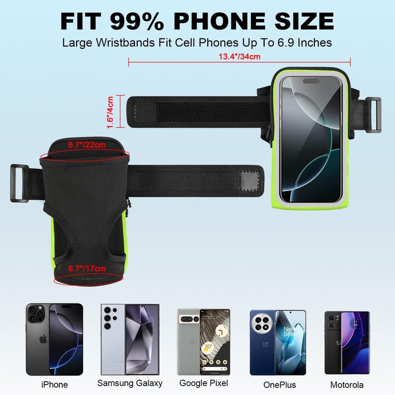 NITMTYOU Phone Holder for Running, Wrist Armband for Phone for Pro Max Plus SE (16/15/14/13/12/11/X/XR) Galaxy S24/S23/S22/S21, Waterproof Running Accessories with Adjustable Strap & Card Slot（Green - Image 3